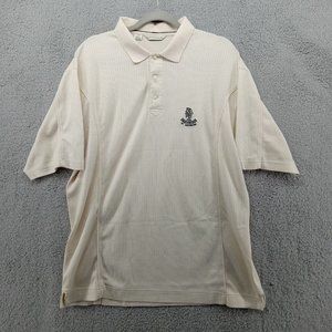 Old Course St. Andrews Shirt Large Cutter & Buck Ivory White‎ Knit Ribbed Polo